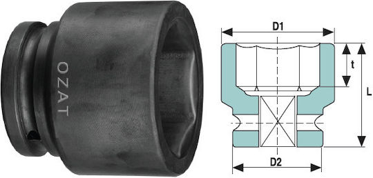 2.1/2'' 6-point Short Impact Socket 110