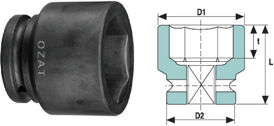 1'' Impact Socket Head 6 Sides Short 77
