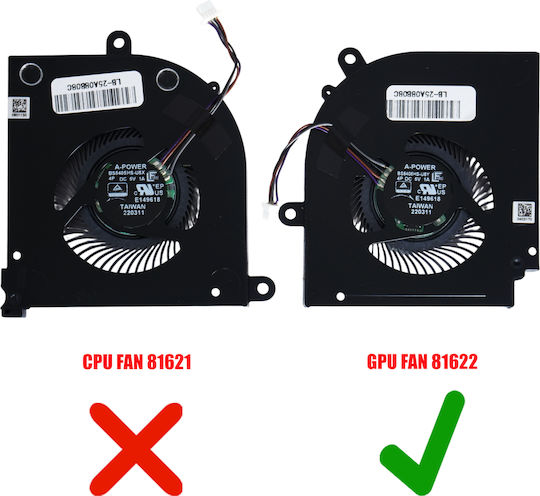 Laptop Fan GPU Cooling Fan MSI Stealth 15M B12UE B12UE-040 B12UE-042 A11UEK A11SDK A11SEK 12th Gen Processor MS-15B1 MS-1562 MS-1563 BS5405HS-U5X BS5405HS-U4X 4pin Code 81622