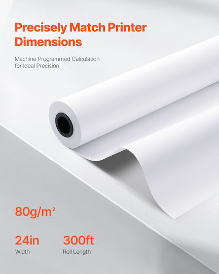 Vevor Plotter Paper Roll 609.6mm x 91.4m 80gr/m² KFDYZ2INCH2455JZ3001V0