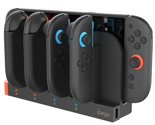 iPega Charger Dock Charging Station for 4 controllers Switch 2 Black