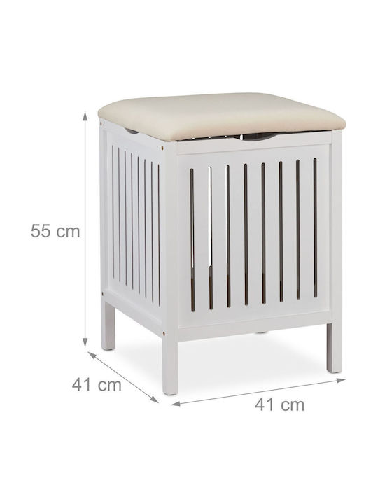 Relaxdays Coș de rufe Lemn cu capac 41x41x55cm Alb