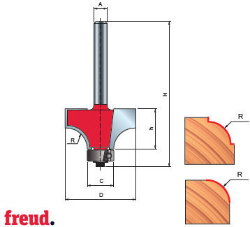34 Freză Profilată Concavă 1/4c Cu Vârf Din Carbură Z=2 Coada Rulment Inferior Copiator Dim 19 34-10408p