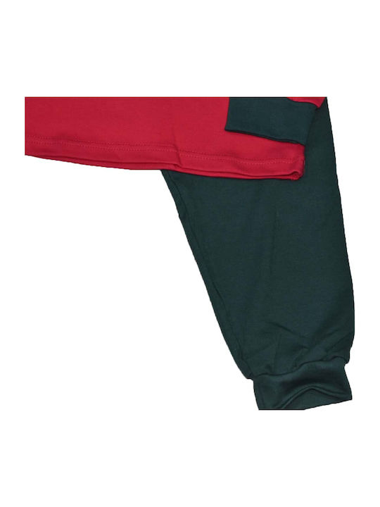 Nina Club Παιδική Πιτζάμα Χειμωνιάτικη Βαμβακερή Red-green