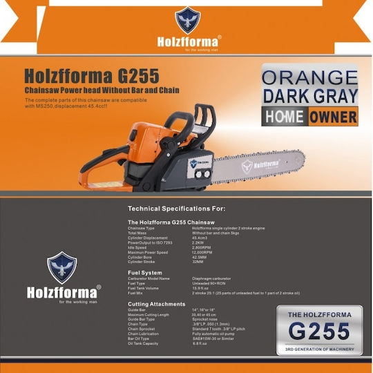Holzfforma G255 Drujbă Fără Lamă Lanț Portocalie
