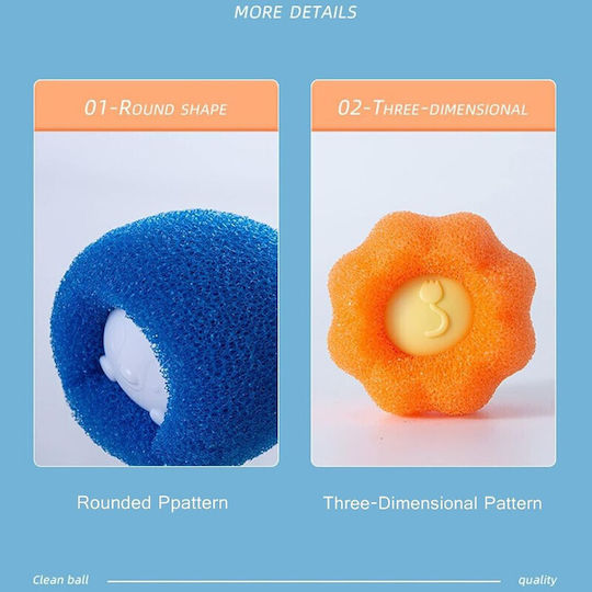 Set 4 Washing Machine Balls Pet Hair Removal Blue Orange