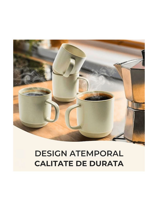 Miamio Cană Ceramică Bej 500ml 4buc