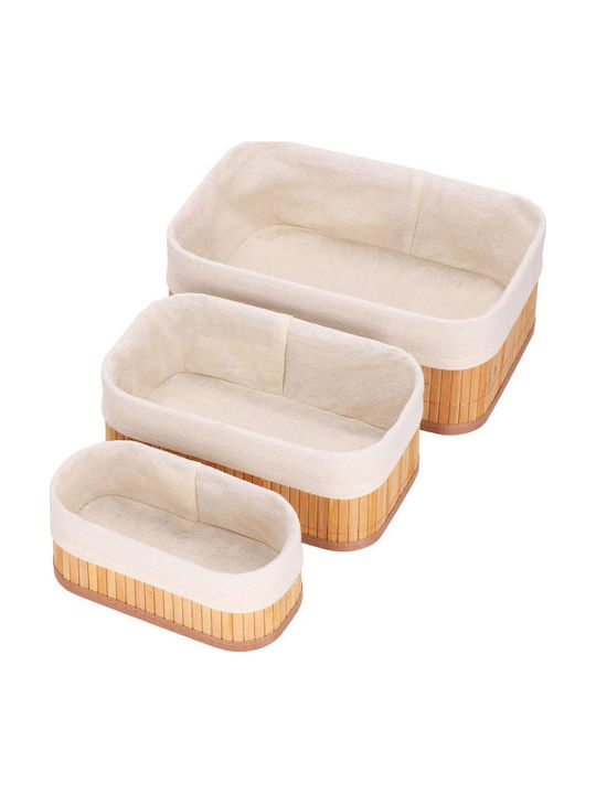 Aufbewahrungskorb Bamboo Braun 3Stück