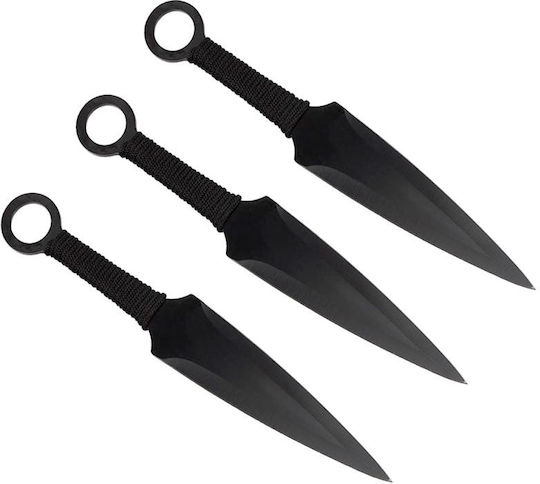 Cuțit de Aruncat Negru în Toc Set 3buc