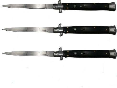 Knife Automatic Black in Sheath Set of 3pcs