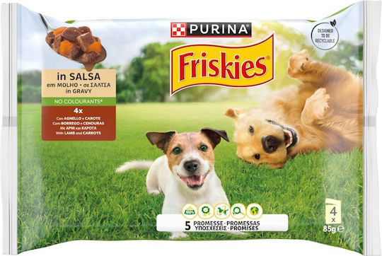 Friskies Υγρή Τροφή Σκύλων σε Φακελάκι με Αρνί και Καρότο 4x85gr