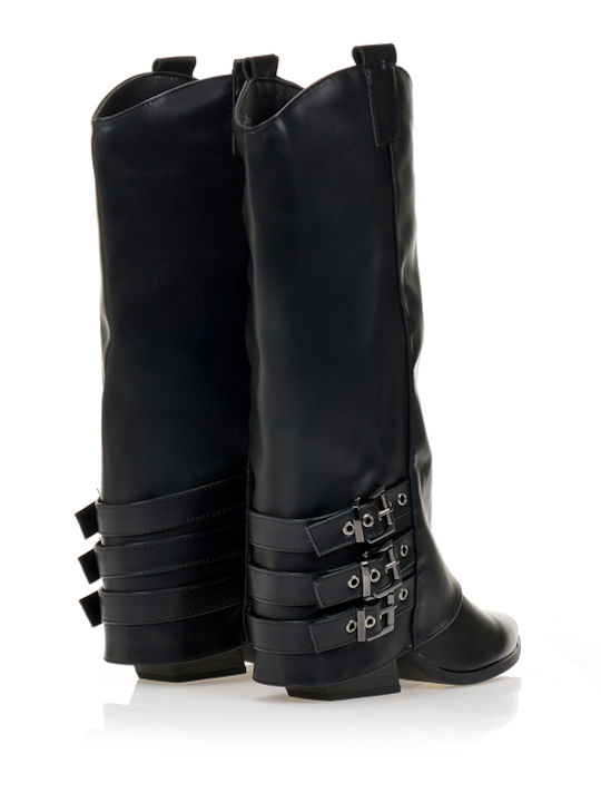 Damenstiefel Cowboy mit mittlerem Absatz Schwarz
