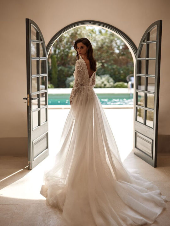 Maxi Brautkleid mit Spitze Weiß