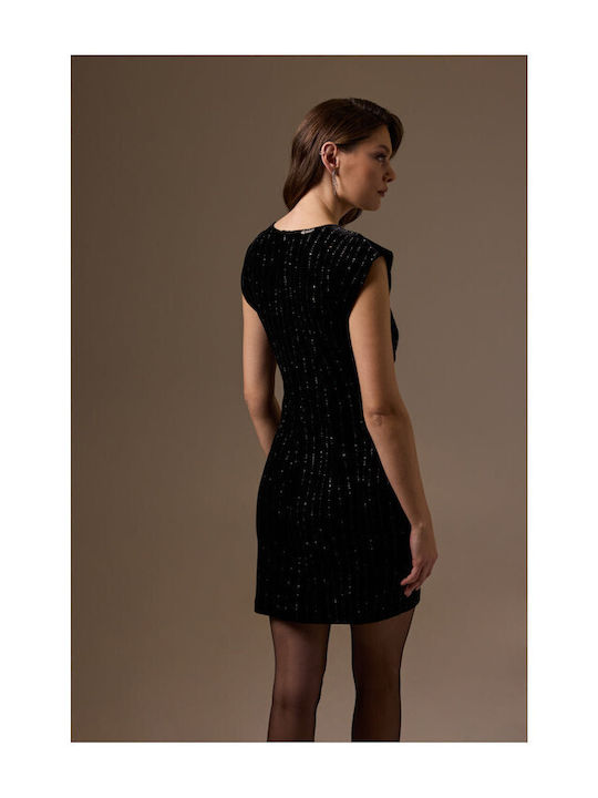 Cyla Mini Abendkleid Samt Schwarz