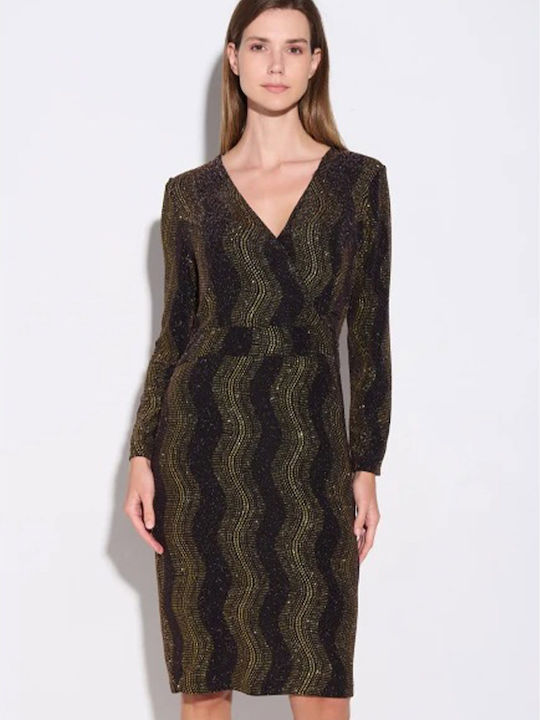 Midi Abendkleid Wickel Brown
