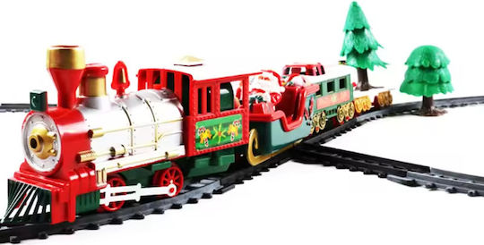 Christmas Train with Music 1 Locomotive 1 Wagon 1 Sleigh Santa Claus 1 Flatbed Wagon 2 Trees 1 Snowman Total Length 260 Cm 22 Pieces Boys Girls Bebelogic