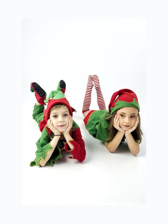 Christmas Elf Boys Costume Candy – 4-piece Set Blouse Pants Booties Hat