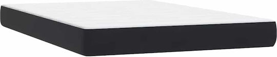 Boxspring Κρεβάτι Υπέρδιπλο Επενδυμένο με Ύφασμα Μαύρο με Τάβλες & Στρώμα 160x210cm