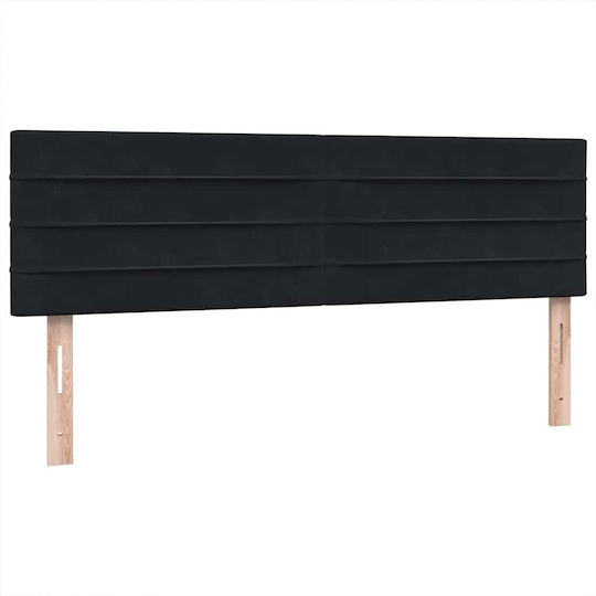 Doppelbett Bezogen Mit Stoff Schwarz mit Lattenrost & Matratze 160x210cm