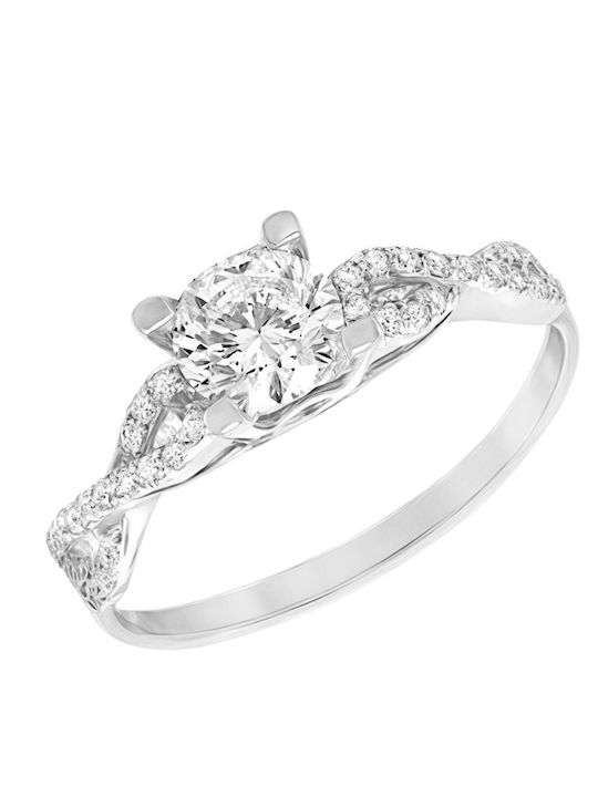 Xryseio Единичен камък от Бяло злато 14K