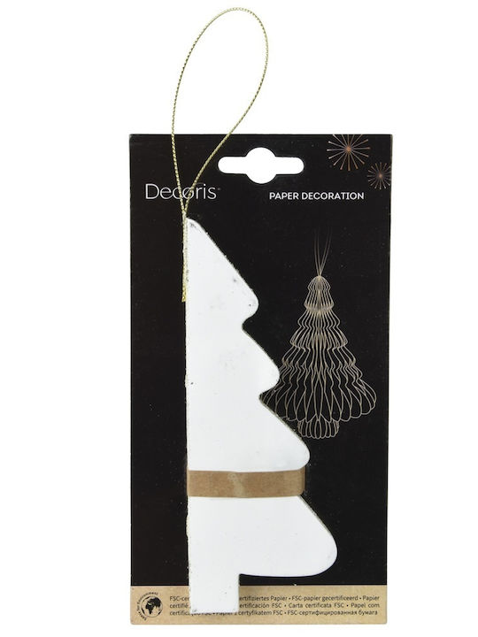 Papierbaum Weiß Champagner Gold Glitzer 40 Schichten H.15cm Decoris 709200 00054537
