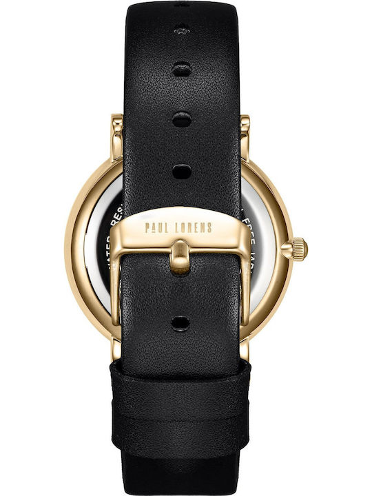 Paul Lorens Γυναικείο Ρολόι 41mm Μπαταρίας με Μαύρο Δερμάτινο Λουράκι