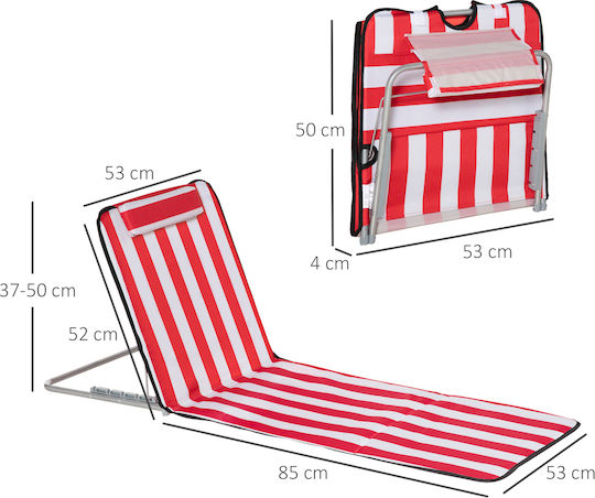 Outsunny Foldable Steel Beach Sunbeds Red with Pillow 2pcs