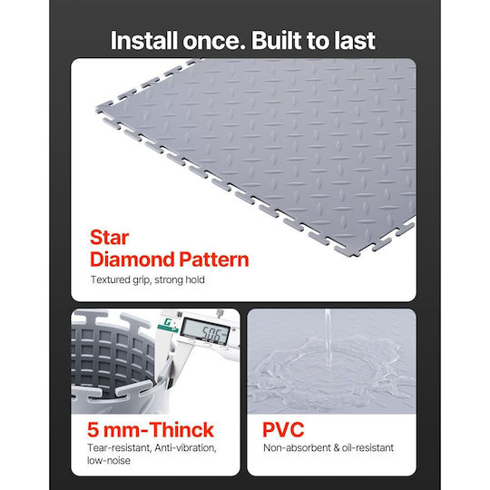 Vevor PVC Garden Decking Board 51.3x51.3cm 8pcs