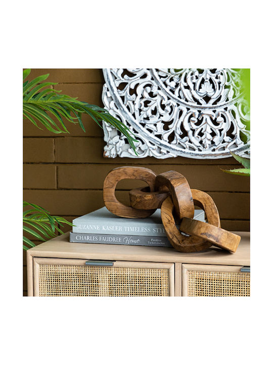 Artekko Woody Decorative Chains Wooden Teak Natural Shade 20x20x25 Cm 2 Pieces