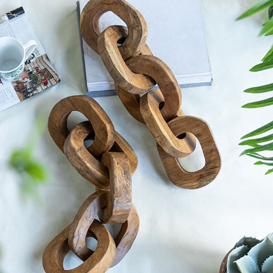 Artekko Woody Διακοσμητικές Αλυσίδες Ξύλο Teak Φυσική Απόχρωση 20x20x25 Cm 2pcs