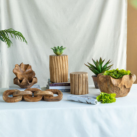 Artekko Woody Διακοσμητικές Αλυσίδες Ξύλο Teak Φυσική Απόχρωση 20x20x25 Cm 2pcs