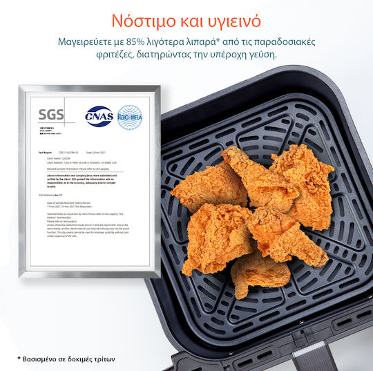 Cosori Blaze Chef Edition Heißluftfritteuse mit Wi-Fi & Doppel-Abnehmbarer Korb 6.4Es Schwarz