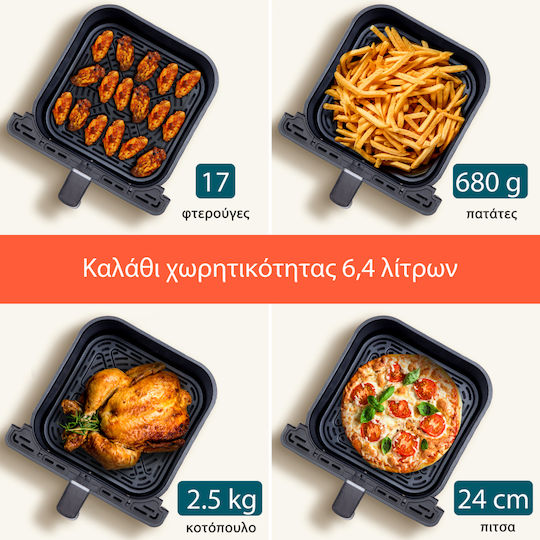 Cosori Blaze Chef Edition Heißluftfritteuse mit Wi-Fi & Doppel-Abnehmbarer Korb 6.4Es Schwarz