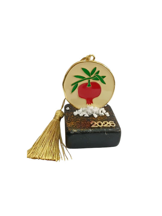Kalliopi Silver Handmade Tabletop Lucky Charm Pomegranate Black made of Stone 2026 5x8cm 1pcs