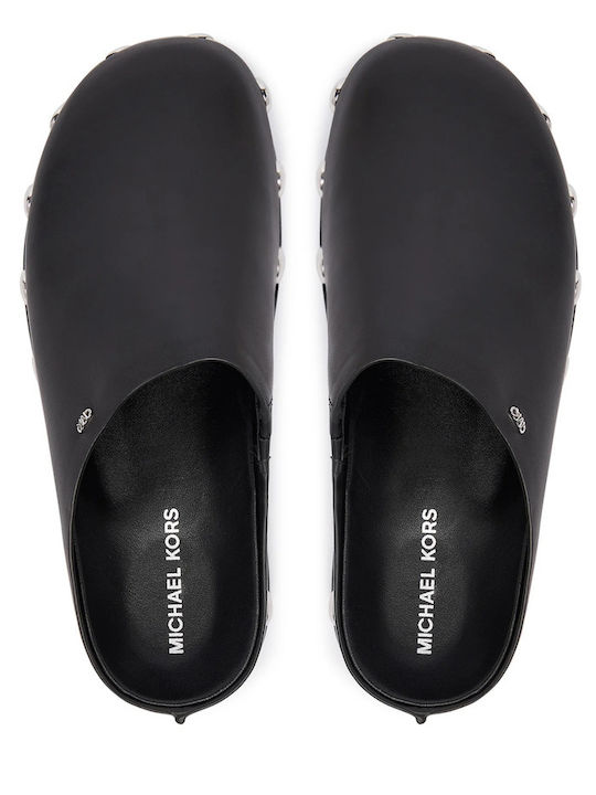 Leather Mules with Heel in Black Color