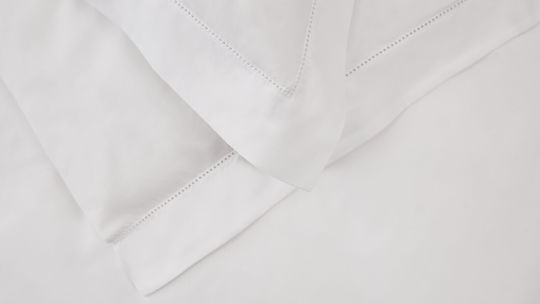 Valeria Home Set Duvet Cover Cotton Satin 200x200cm Double with 2 Pillowcases White
