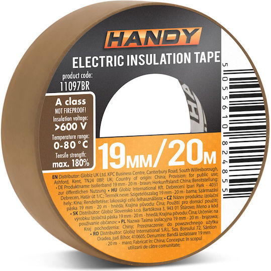 Handy Μονωτική Ταινία 19mm x 20m 10τμχ Καφέ