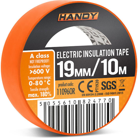 Handy Μονωτική Ταινία 19mm x 10m 10τμχ Πορτοκαλί