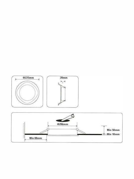 Wellmax Round Recessed LED Panel 18W with Natural White Light 4000K 22.5cm