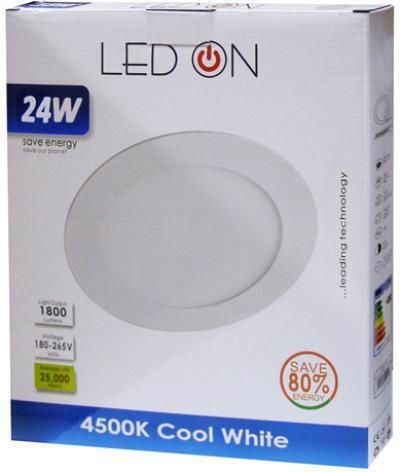 Downlight Round Recessed LED Panel 24W with Natural White Light 4500K 30cm