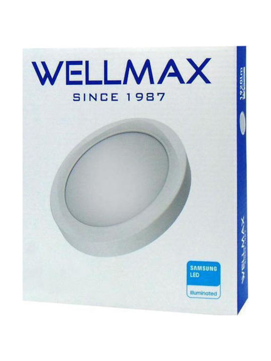 Wellmax Round LED Panel 18W with Natural White Light 4000K 22.5cm Quantity 2