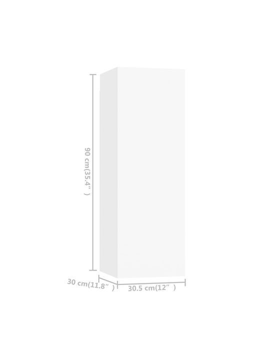 Wall Living Room Cabinet made of Particle Board White 60x30x30cm