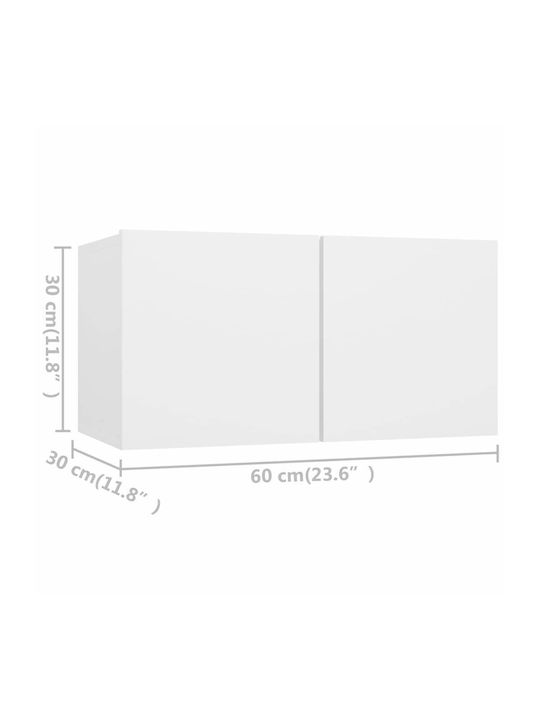 Wall Living Room Cabinet made of Particle Board White 60x30x30cm