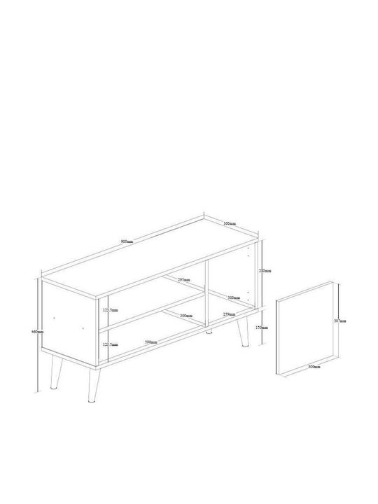 TV Stand Wooden Orianne White-Natural L90xW32xH46cm