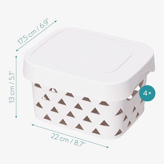 Navaris Plastic Storage Box with Lid Gray 22x17.5x13cm 4pcs