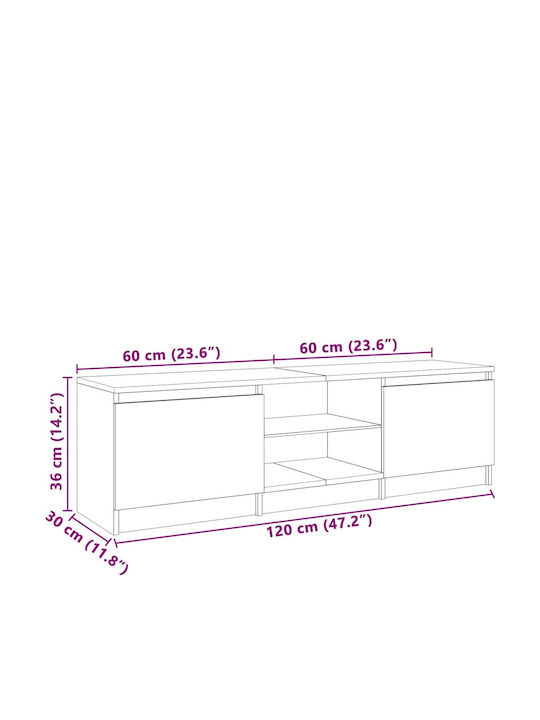 TV Stand with LED Lighting Sonoma Oak L120xD30xH35.5cm
