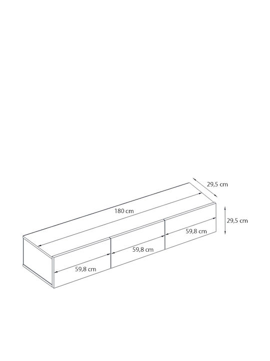 TV Stand Damla with LED Lighting Sapphire Oak L180xD29.5xH29.5cm