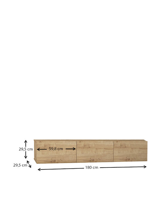 TV Stand Damla with LED Lighting Sapphire Oak L180xD29.5xH29.5cm