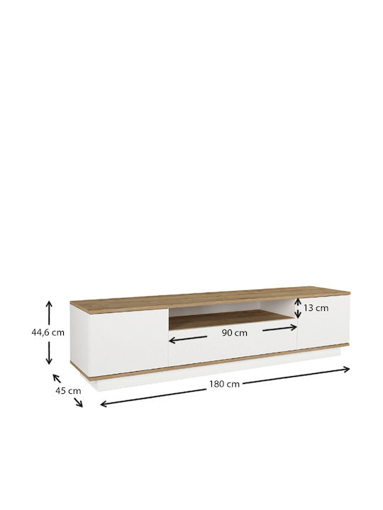 Έπιπλο Τηλεόρασης Fedya Λευκό Μ180xΠ45xΥ44.6cm