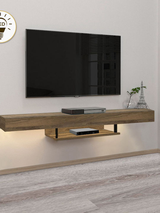 TV Stand Albares with LED Lighting Walnut L150xW29.6xH22cm
